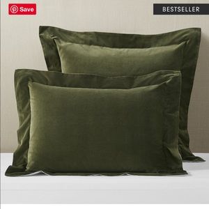 King size velvet pillow shams in Moss